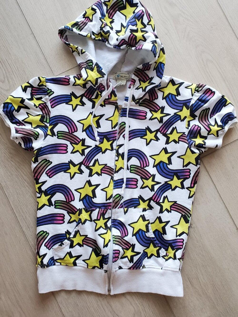 Blu Chic Size Medium Y2k Scene Colorful Short Sleeve Hoodie